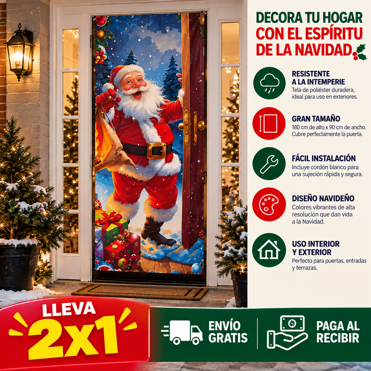 Cubierta Decoración Puerta Navidad